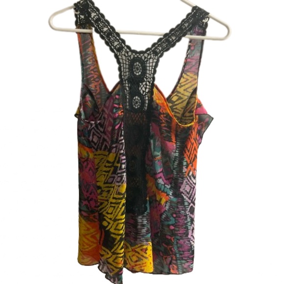 🌱 2/$30! Small Tie Die Boho African Blouse Tank Top Embroidery Resort Wear - Picture 1 of 8